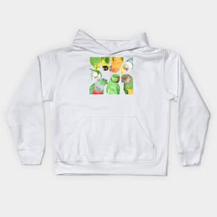 Special medium parrots watercolor painting party Kids Hoodie